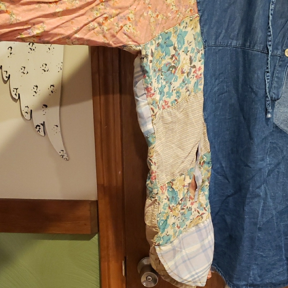 NWT Young Threads Denim Patchwork Hooded Shacket … - image 7